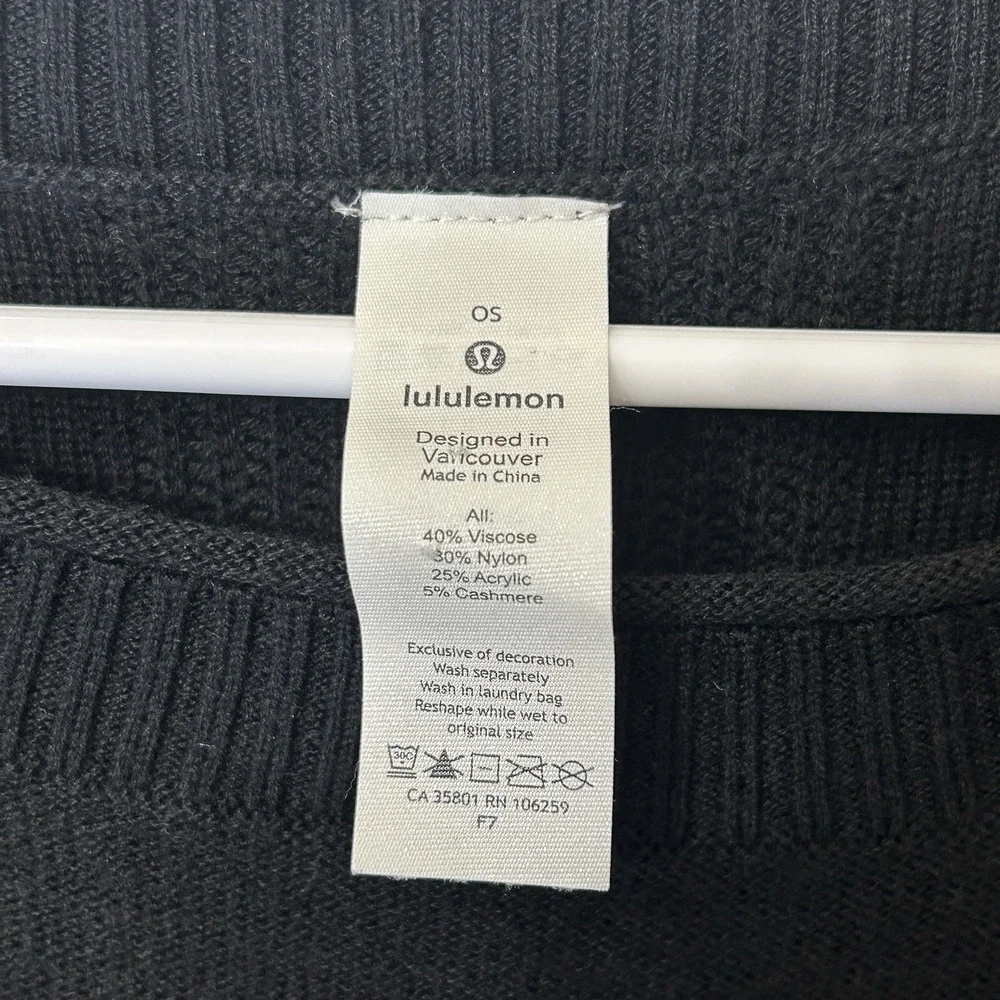 Lululemon Be At Ease Poncho Black One Size OS Women's Cashmere Blend